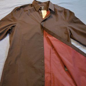 H&M Dark Maroon Long Sleeve Button Down Mens Small